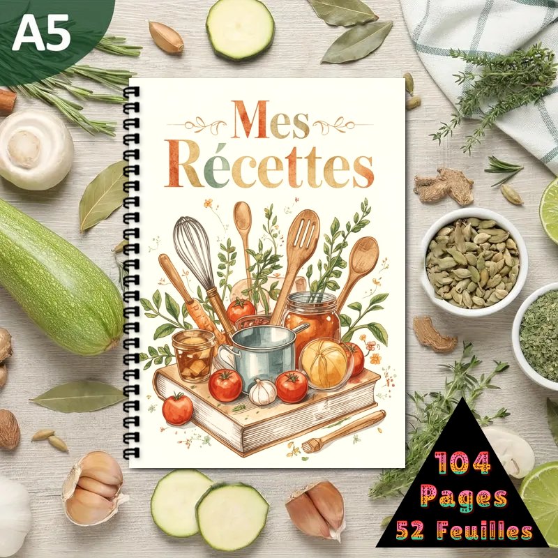 Meal Prep Book - A5 French Recipe Notebook, Recipe Collection