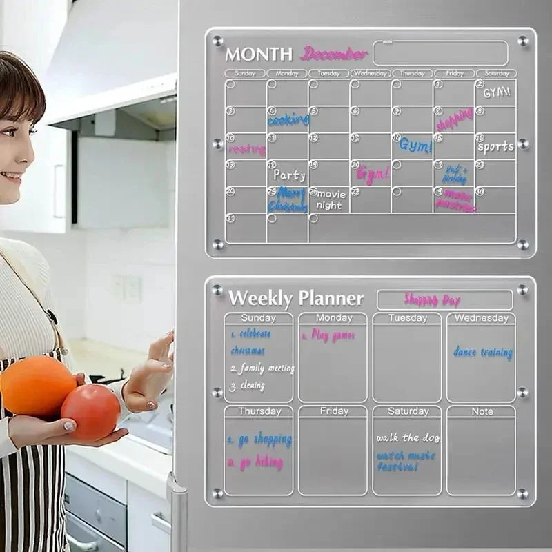 Meal Prep Planner - Fridge Magnet Sticker Clear Acrylic Calendar