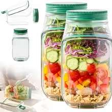 Meal Prep For Office - Portable Salad Jar Container with Side