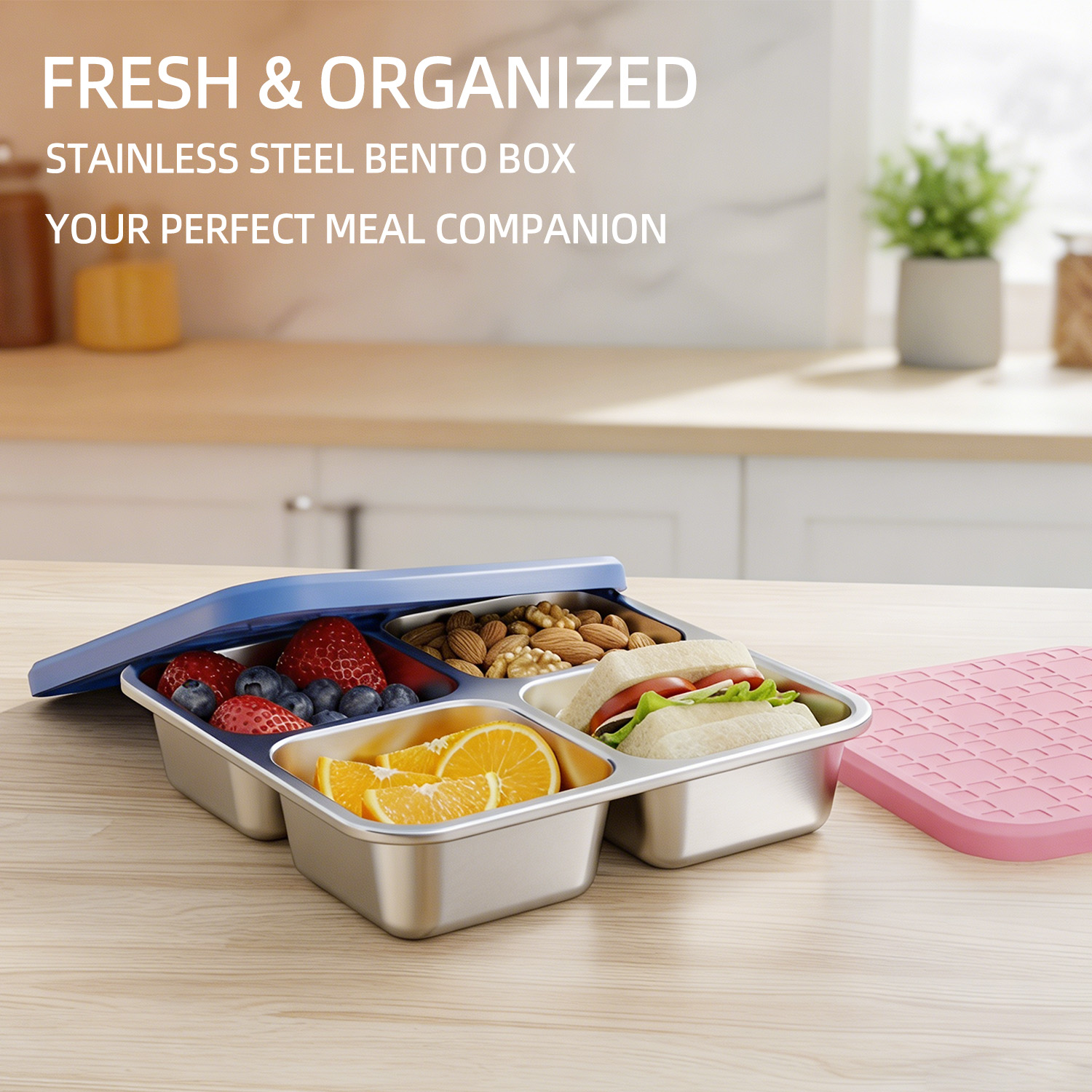 Meal Prep Lunch Boxes - 304 Stainless Steel Divided Lunch Container
