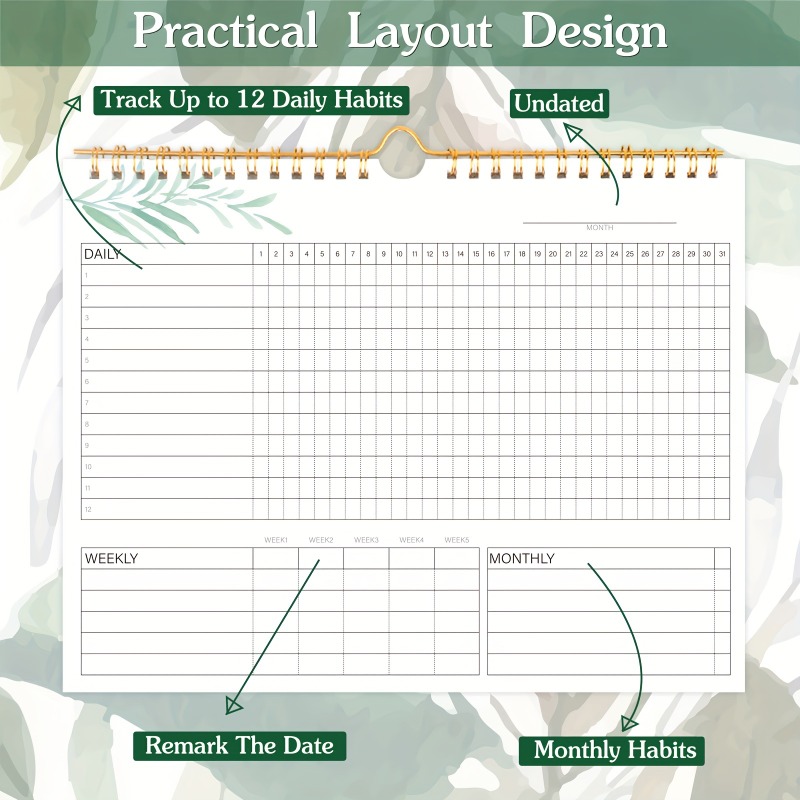 1pc Habit Tracker Calendar To  - Meal Prep Planner 评论和价格