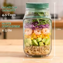 Portable Salad Jar Container w - Meal Prep For Office 评论和价格