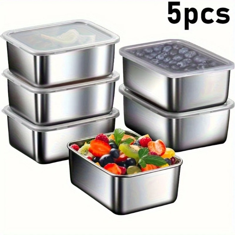 5pc Stainless Steel Food Stora - Meal Prep For Office 评论和价格