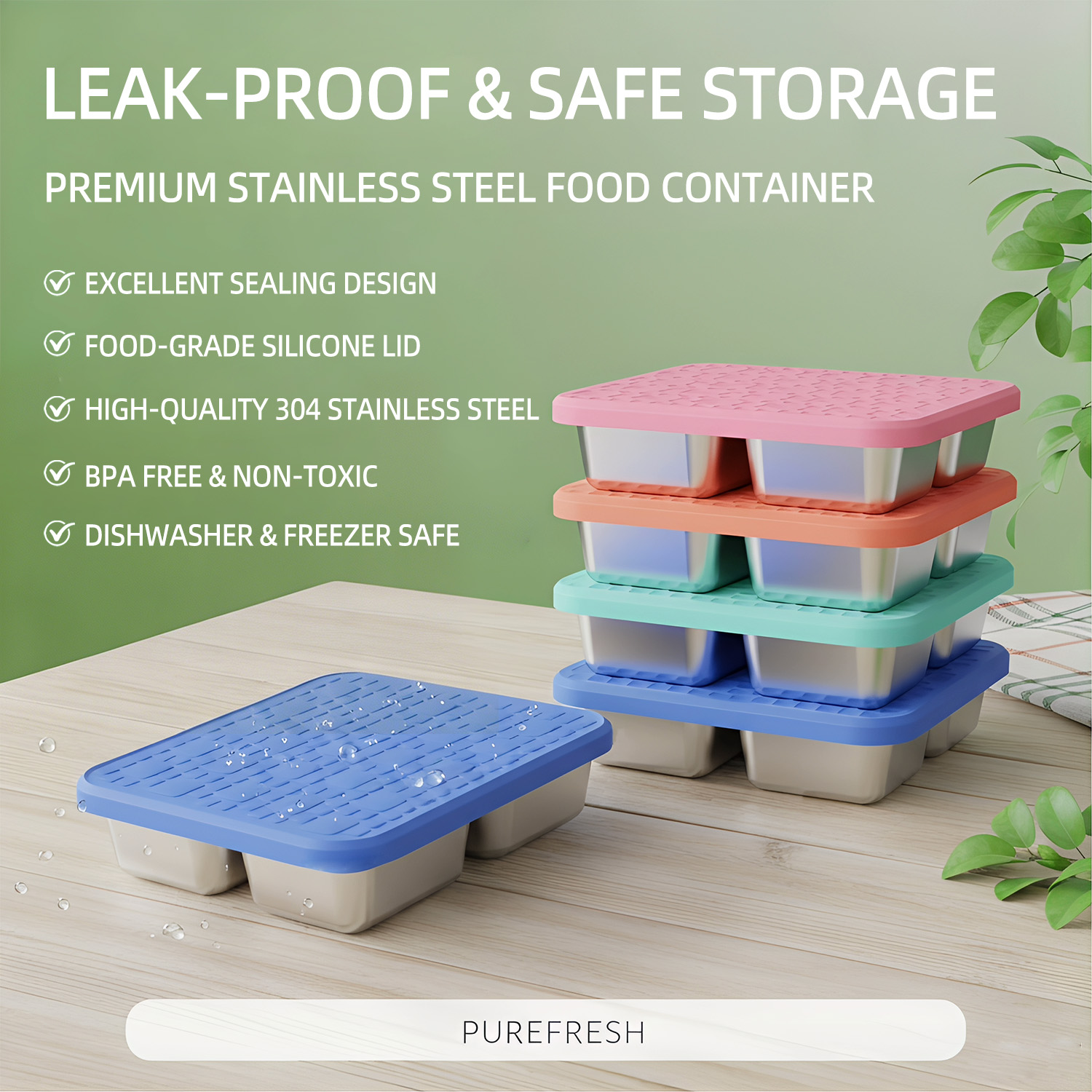 304 Stainless Steel Divided Lu - Meal Prep Lunch Boxes 评论和价格