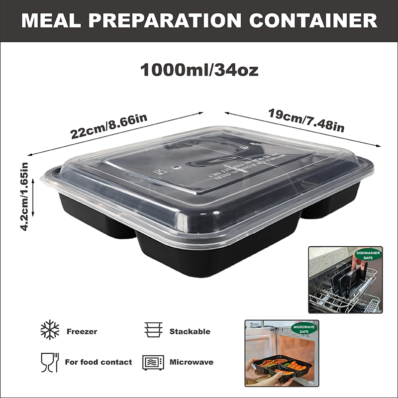 3-Compartment 34 Oz/1000 Ml, 1 - Meal Prep For Office 评论和价格